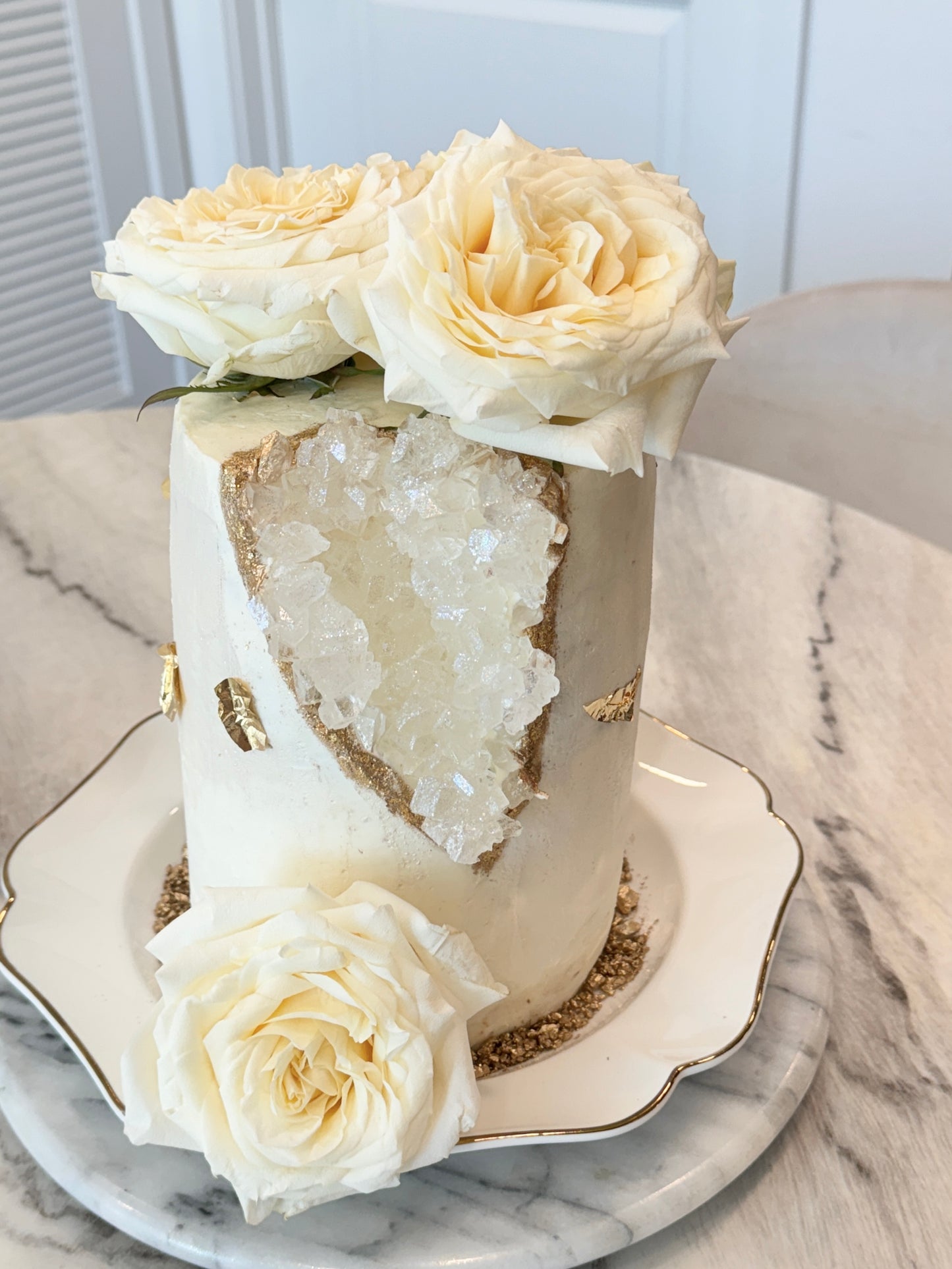 Crystal Cake with 24k Edible Gold Details - 6” Single Tier