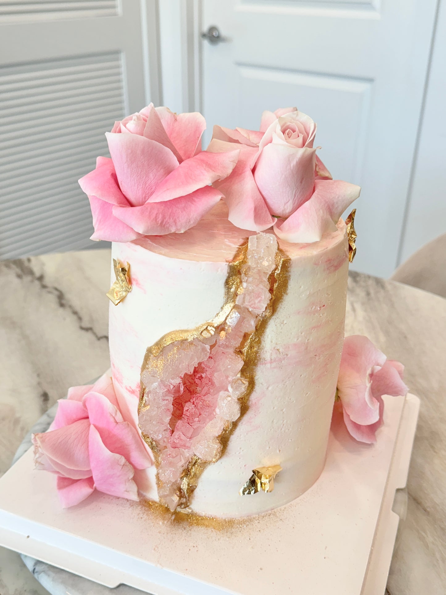 Crystal Cake with 24k Edible Gold Details - 6” Single Tier