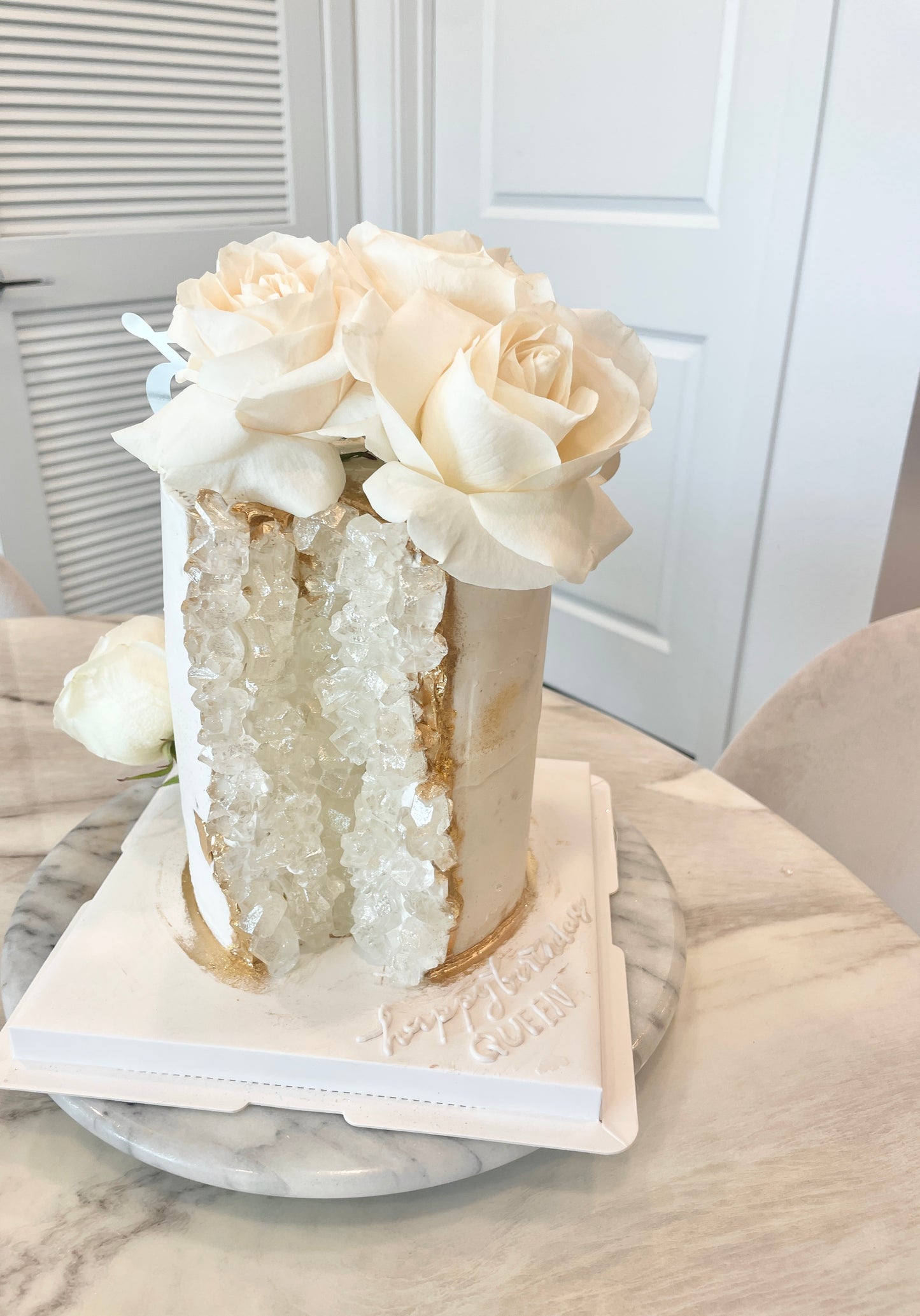 Crystal Cake with 24k Edible Gold Details - 6” Single Tier