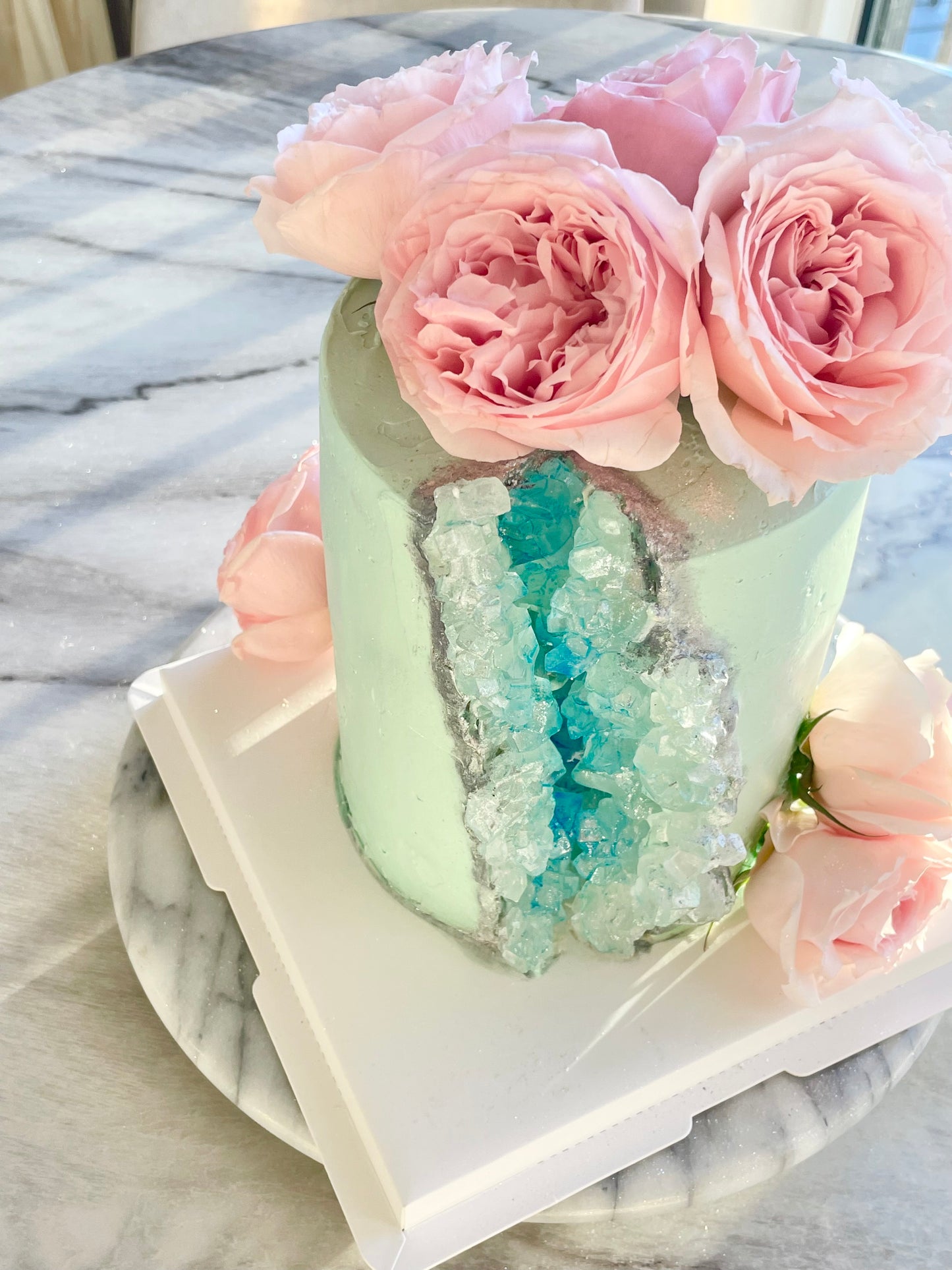 Crystal Cake with 24k Edible Gold Details - 6” Single Tier