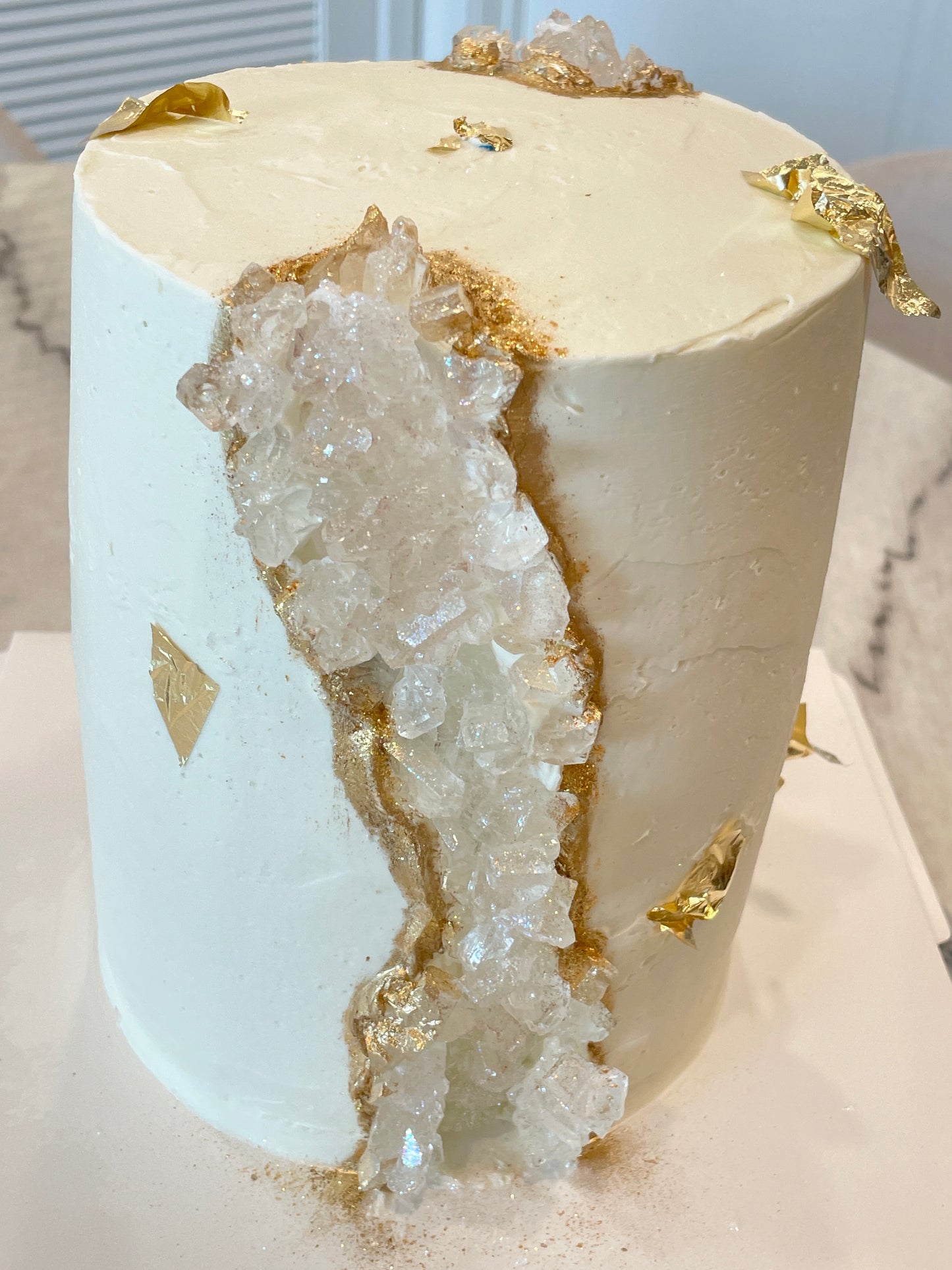 Crystal Cake with 24k Edible Gold Details - 6” Single Tier