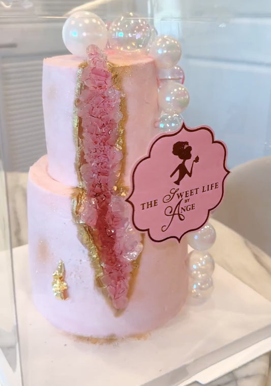 Crystal Cake with 24k Edible Gold Details - 6” Single Tier