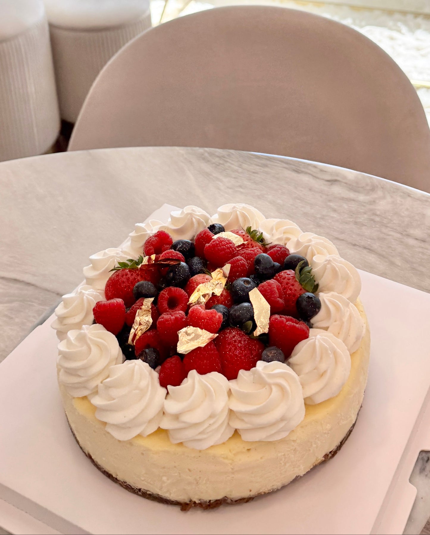 Triple Berry Cheesecake with 24K Gold Details