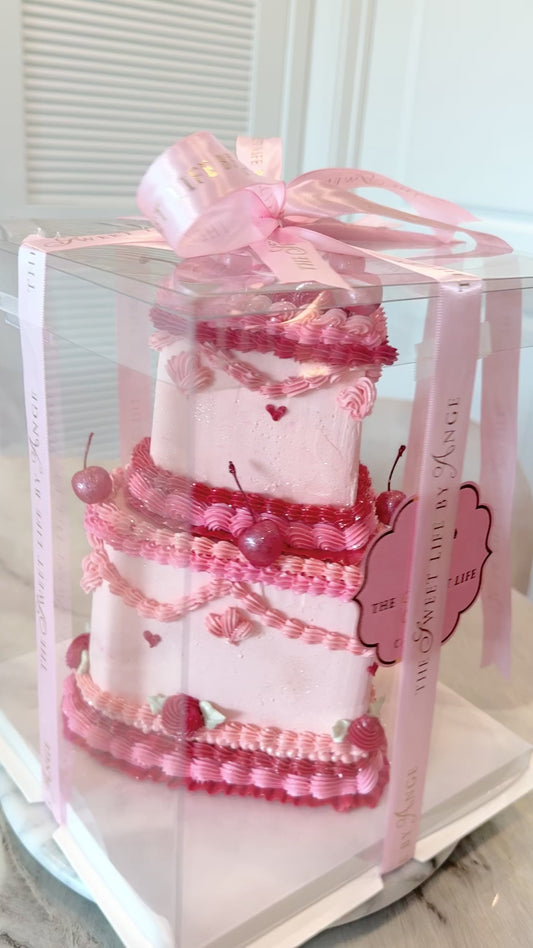 Glitter Hearts Two-Tier Vintage Luxe Cake - 6” & 3” Heart Tiers